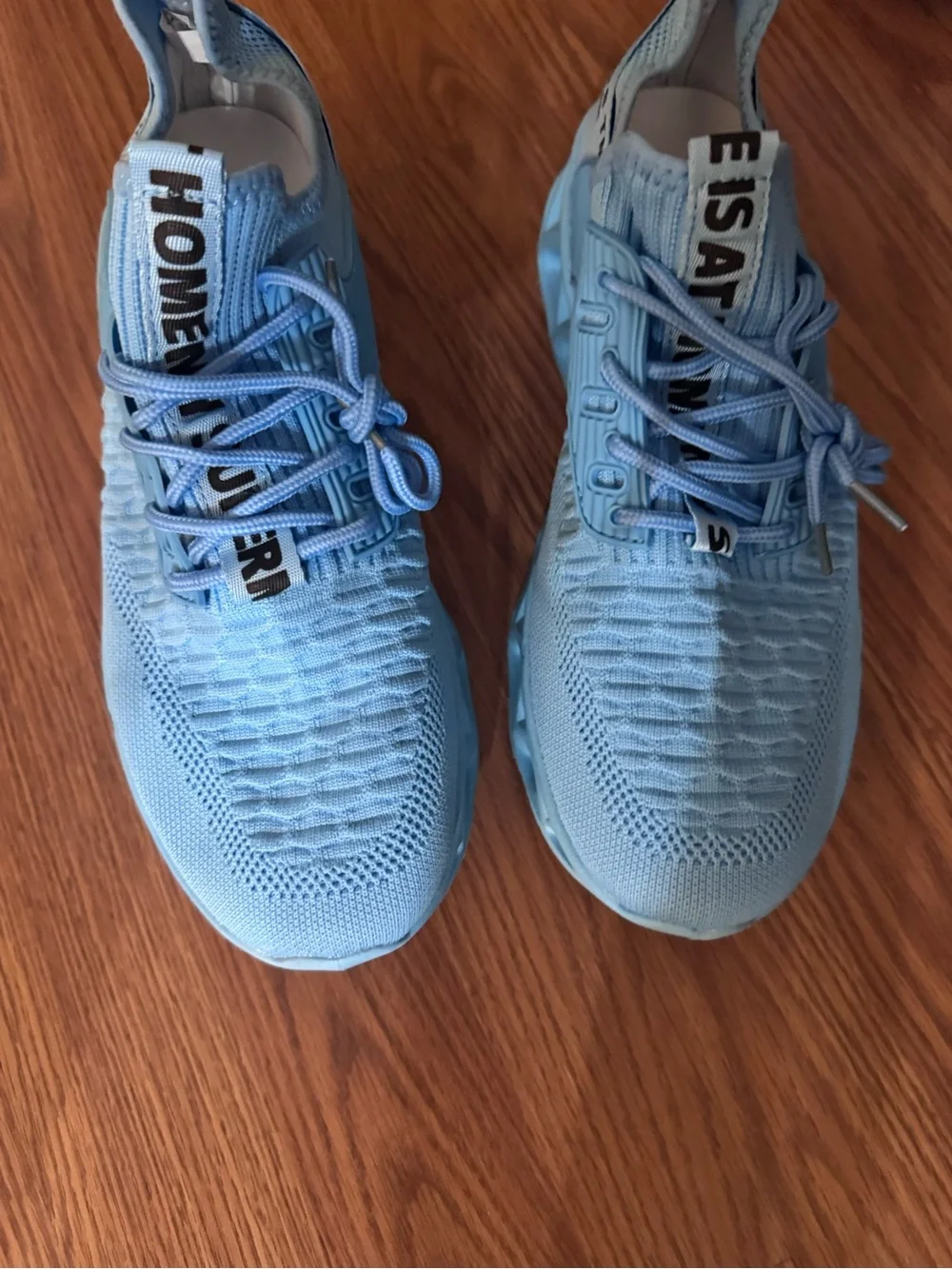 Light Blue mens Knit Athletic Sneakers